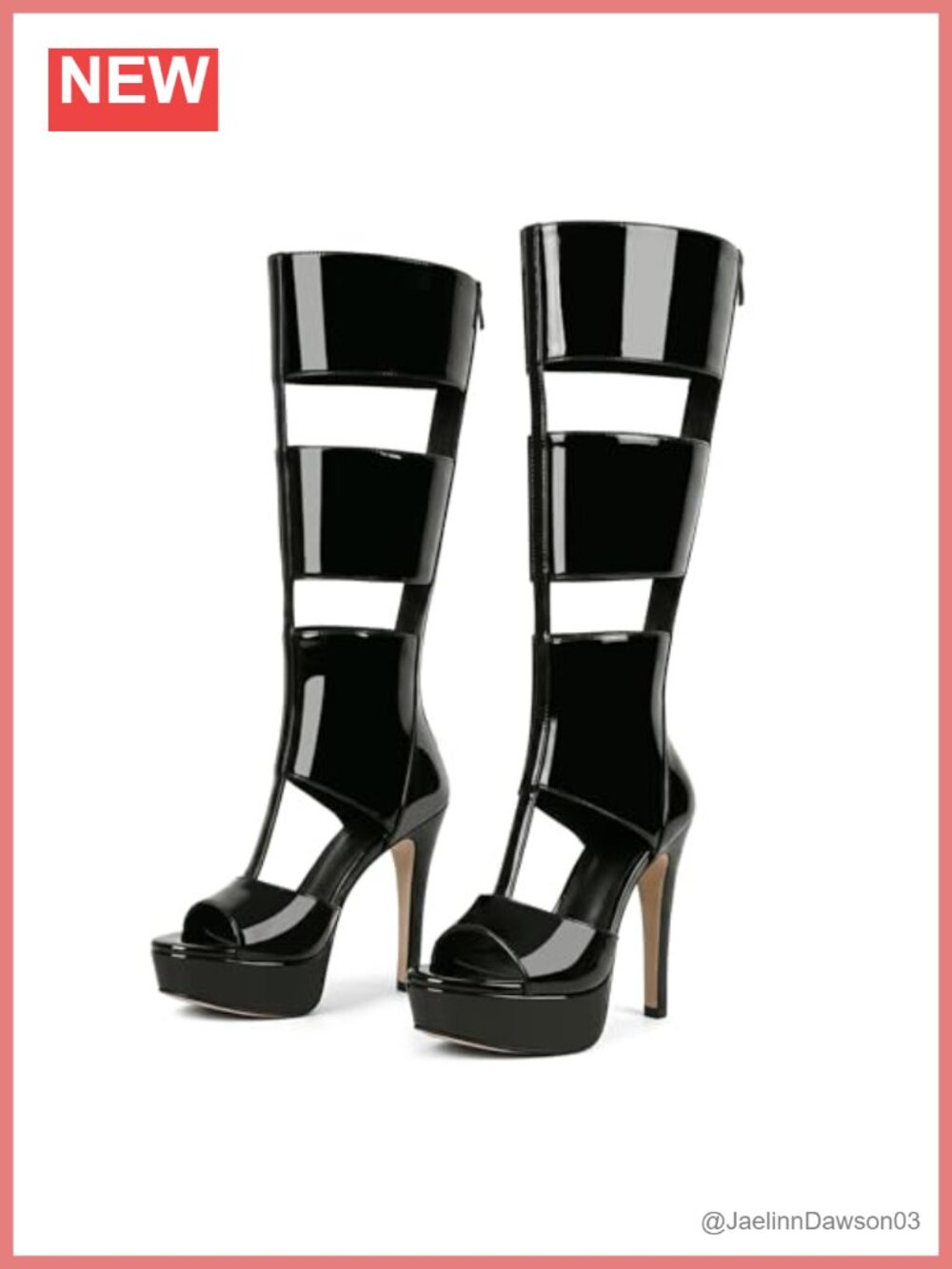 Wide Calf Knee High Gladiator Platform Heeled Boots Women